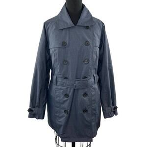 L.L. Bean Women's Blue Primaloft Double Breasted Belted Trench Coat Size M